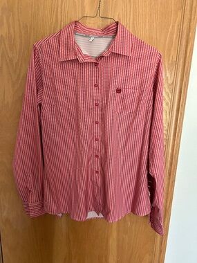 Cinch Women’s Arena Flex  Patterned Button-Up Rodeo Shirt Size Large